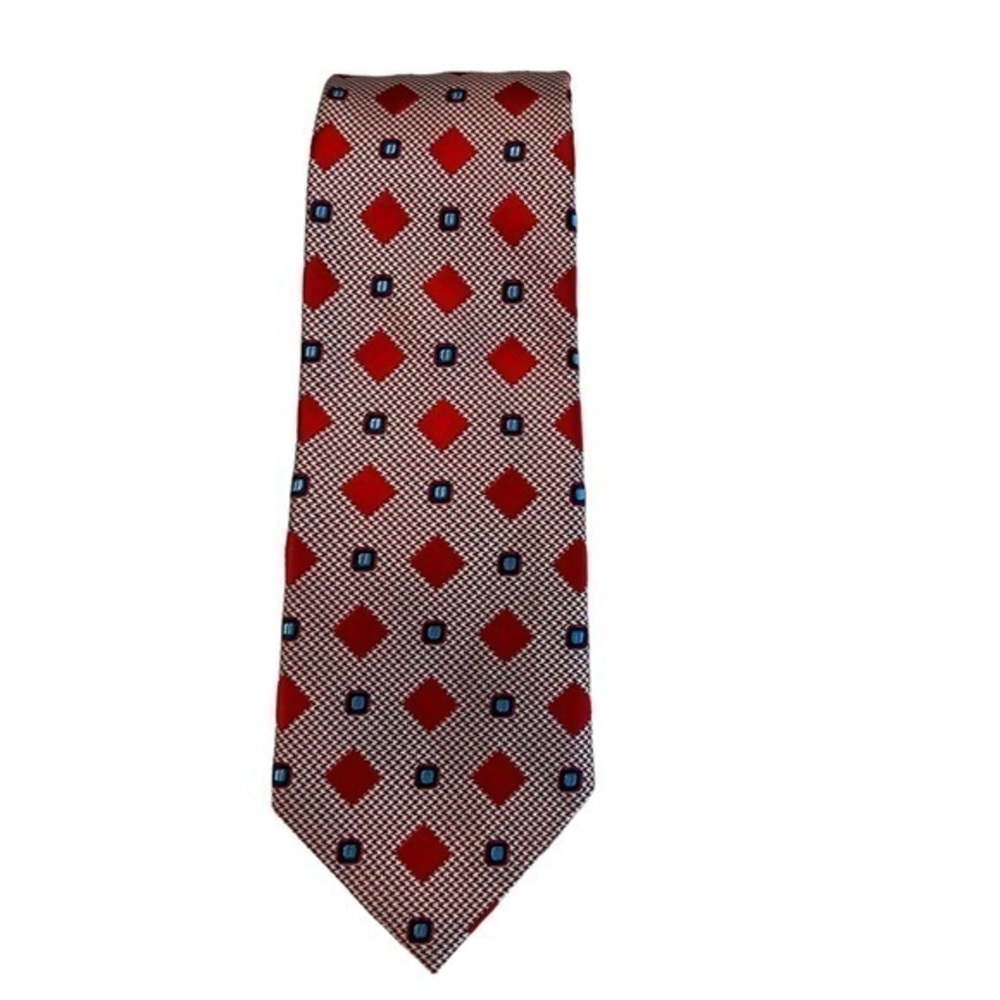 Nicole Miller contemporary mixed print tie, red & blue